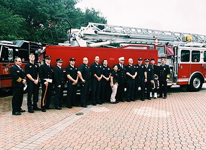 Fire Department Group Photo in Front of Fire Truck